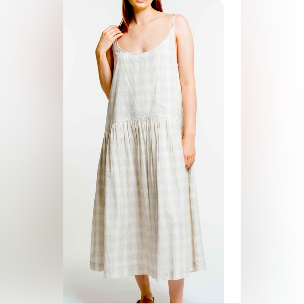 Laude the Label Portrait Dress in riviera plaid